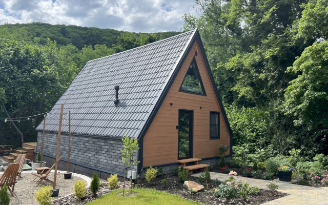 Частный дом 450 А-фрейм Лимон с тёплым бассейном и баней