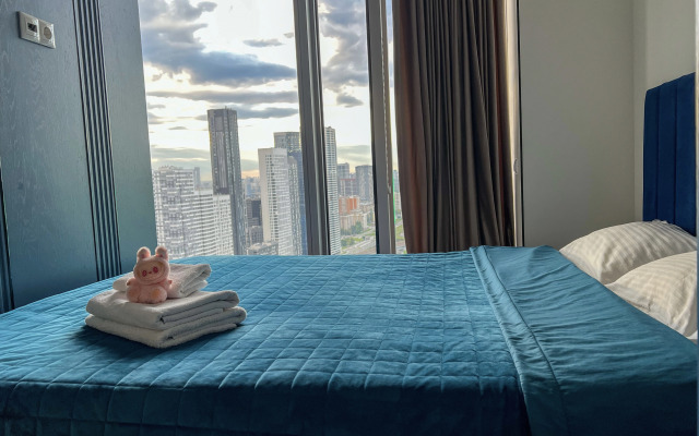 Апартаменты Сияющий Синий Апартамент на 30 Этаже Москва-Сити