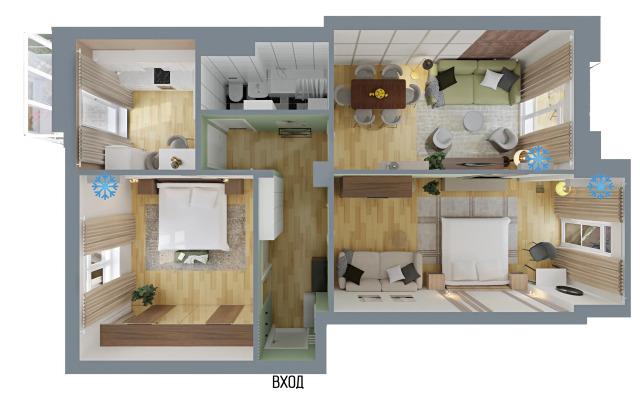 Квартира Видовая Трехкомнатная с Эркерным Балконом