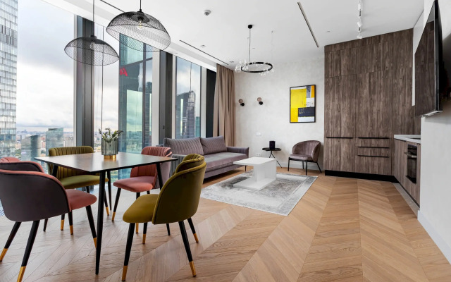 SkyRent Moskva Siti s panoramnoy vannoy i uglovoy panoramoy 47 etazh Apartments