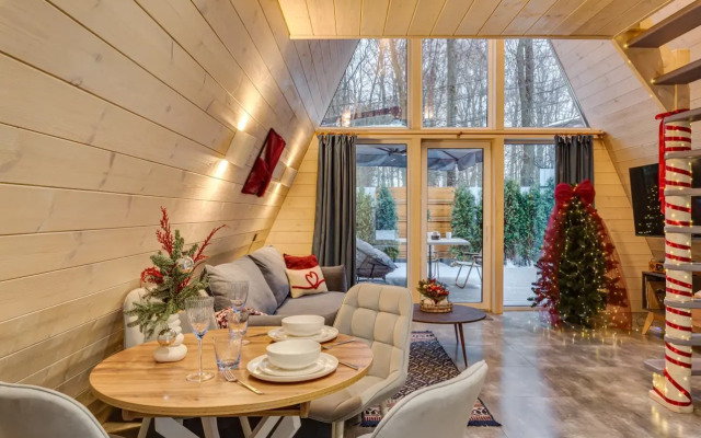 Частный дом А-фрейм Ручей с баней и дровах и чаном