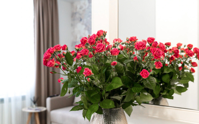 Апартаменты-студия Цветы 30 кв.м. с двуспальным диваном и панорамными окнами, 4 этаж