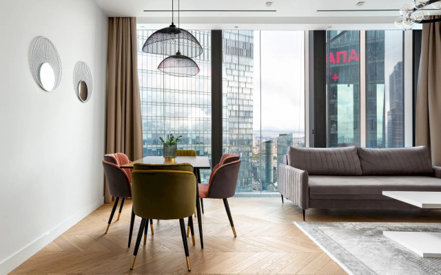 SkyRent Moskva Siti s panoramnoy vannoy i uglovoy panoramoy 47 etazh Apartments