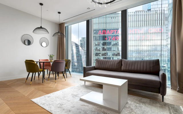 SkyRent Moskva Siti s panoramnoy vannoy i uglovoy panoramoy 47 etazh Apartments