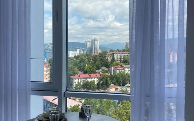 Апартаменты-студия 30 кв.м. с двуспальным диваном и панорамной зоной, 15 этаж