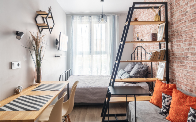 The apartment is a spacious loft. Contactless check-in 24/7