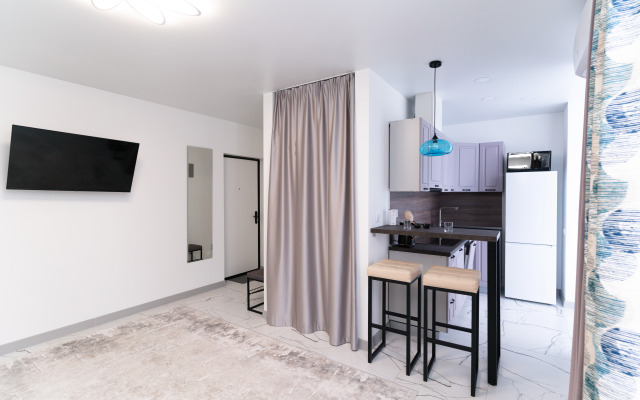 Апартаменты-студия 30 кв.м. с двуспальным диваном и панорамной зоной, 16 этаж