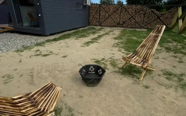 Бунгало Скандинавское на Двоих с Панорамными Окнами, Террасой и Финским Банным Чаном на Дровах