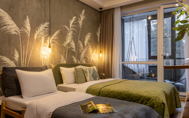 Квартира Ютно Колосья с качелью на балконе и видом на сосны в Зеленогорске