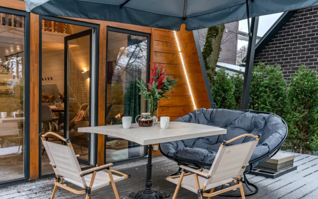 Частный дом А-фрейм Ручей с баней и дровах и чаном