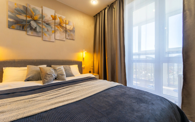 Квартира Потрясающий Вид на Город Новая и Уютная Евродвушка