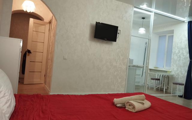 V Tsentre. Svetlaya. Teplaya. Novaya. Beloye Postelnoye. Myagkie Polotentsa Flat