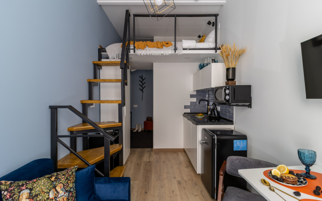 Квартира Студия с европейским характером и ярким интерьером