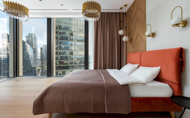 SkyRent Moskva Siti s panoramnoy vannoy i uglovoy panoramoy 47 etazh Apartments