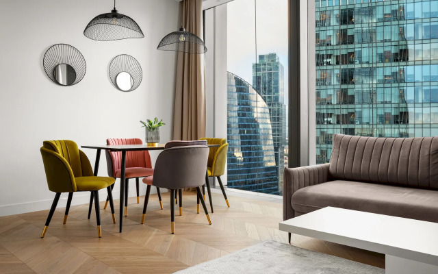 SkyRent Moskva Siti s panoramnoy vannoy i uglovoy panoramoy 47 etazh Apartments