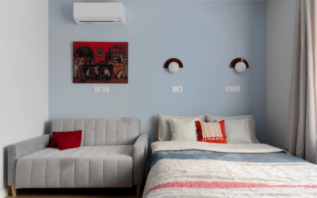 Дизайнерская квартира студия 4flats A LA RUS в ЖК Галактика Премиум — стиль и комфорт у центра Санкт-Петербурга