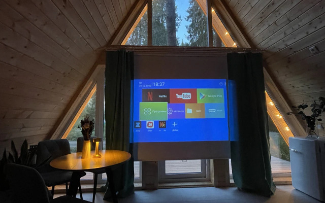 Гостевой дом А-фрейм с баней в лесу