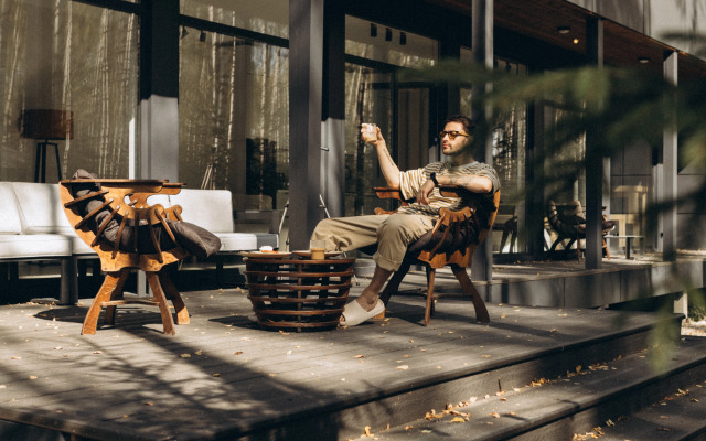 Частный Дом панорамный в лесу с сауной и чаном