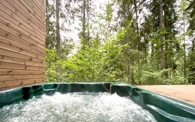 Шале с камином и джакузи в лесу