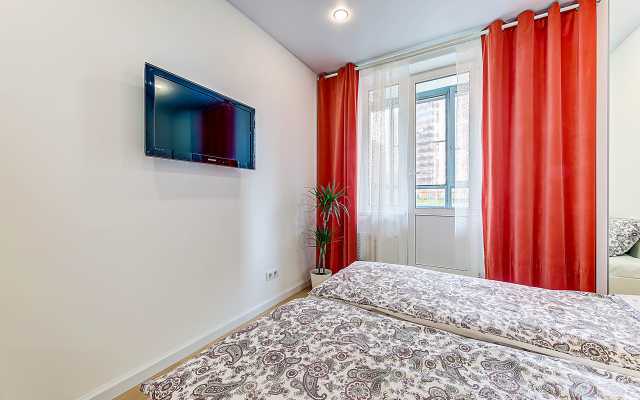 Red Blue Curtains Studio Living quarters