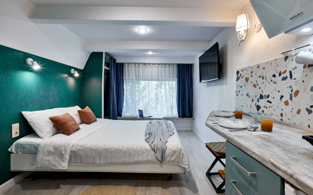 Апартаменты EasyGuest в зеленых тонах интерьера на Чертановской