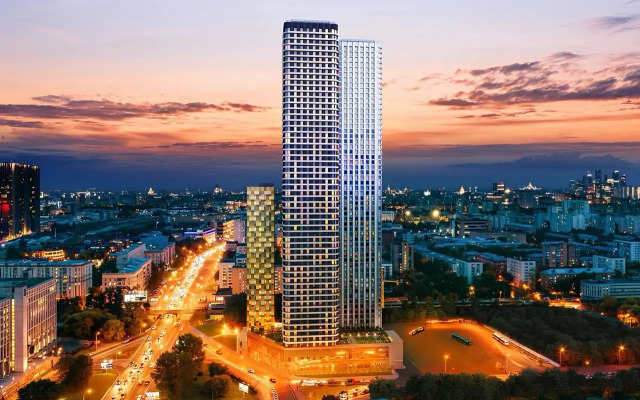 Апартаменты Lalapart Blue Sunset с панорамными окнами на 29 этаже в 3 минутах от м Дмитровская