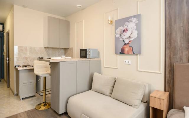 Apartamenty Aparthaus s kofemasinoj  rabocim mestom i stil'nym dizajnom