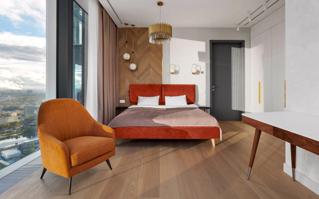 SkyRent Moskva Siti s panoramnoy vannoy i uglovoy panoramoy 47 etazh Apartments