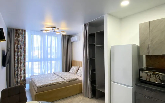 Апартаменты-студия 26 кв.м. с кроватью и панорамными окнами, 17 этаж