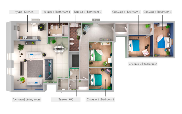 МАНСАРДА 170м² с Балконом от Minin Apartments