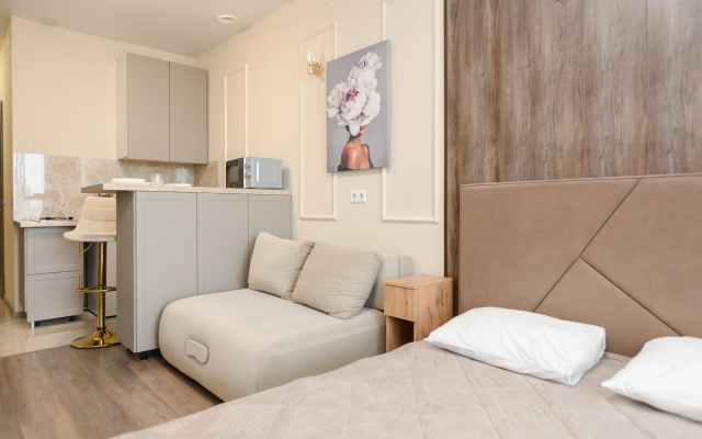 Apartamenty Aparthaus s kofemasinoj  rabocim mestom i stil'nym dizajnom