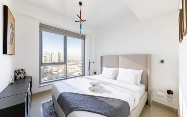Апартаменты Elegant 2BR Balcony and Stunning Burj Views