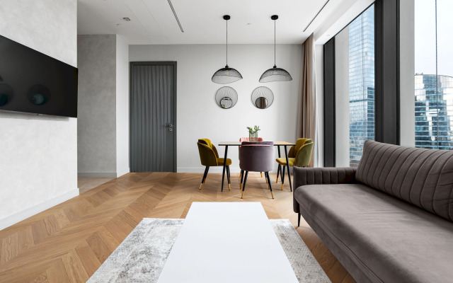 SkyRent Moskva Siti s panoramnoy vannoy i uglovoy panoramoy 47 etazh Apartments
