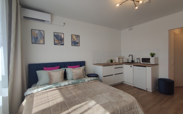 Квартира Современная Студия с большой кроватью и кондиционером