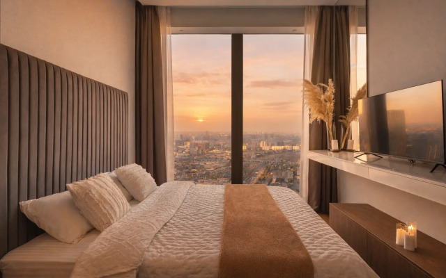 Апартаменты Sky City Moscow 59 этаж! Редкий вид на город! Интерьер нежный как лакомка!