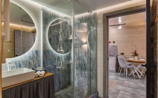 Частный дом А-фрейм Ручей с баней и дровах и чаном