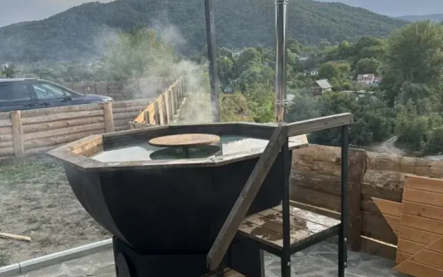 S baney basseynom i mangalom na beregu reki Private house