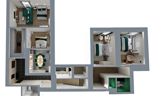 Квартира GM Apartments Четырехкомнатные с двумя санузлами