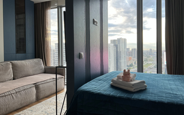 Апартаменты Сияющий Синий Апартамент на 30 Этаже Москва-Сити