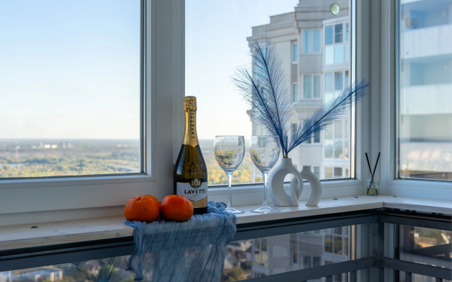 Квартира Потрясающий Вид на Город Новая и Уютная Евродвушка