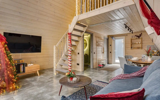 Частный дом А-фрейм Ручей с баней и дровах и чаном