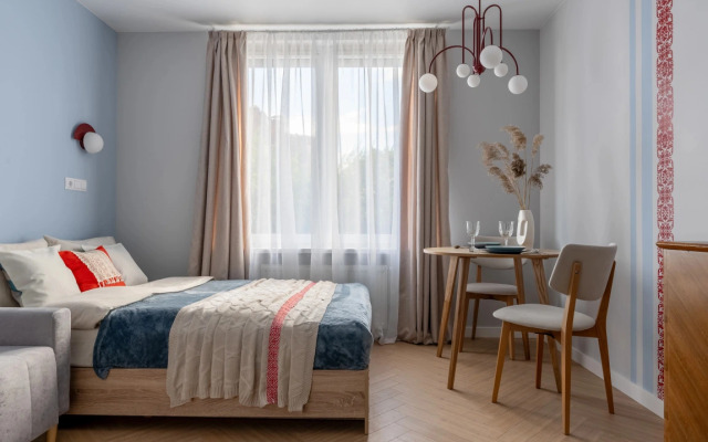 Дизайнерская квартира студия 4flats A LA RUS в ЖК Галактика Премиум — стиль и комфорт у центра Санкт-Петербурга