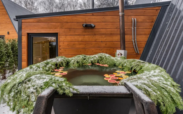 Частный дом А-фрейм Ручей с баней и дровах и чаном