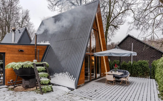 Частный дом А-фрейм Ручей с баней и дровах и чаном