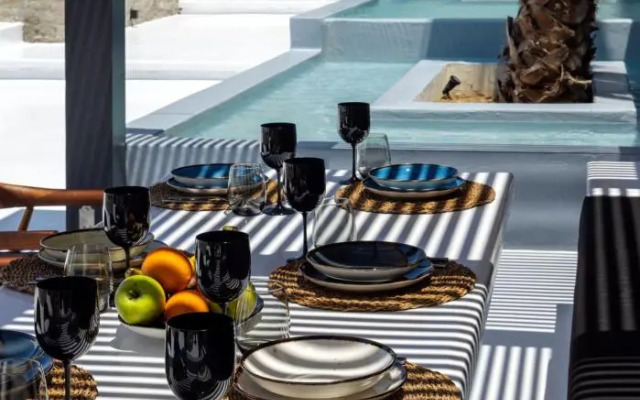 Mykonos Town Black Villa with Cave Heated Pool