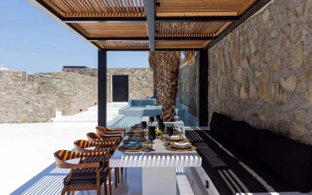 Mykonos Town Black Villa with Cave Heated Pool