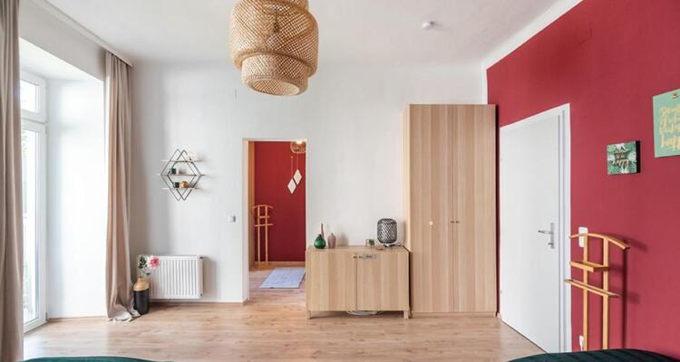 Colorful Apartment Facing Green Courtyard