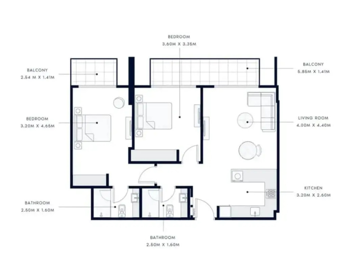 Modern and Peaceful 2 Bedroom in Amber by Azizi — забронировать отель в Дубае