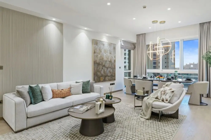 Waterfront 3BR Apt Direct Access to Nakheel Mall — комфортный отель в Дубае