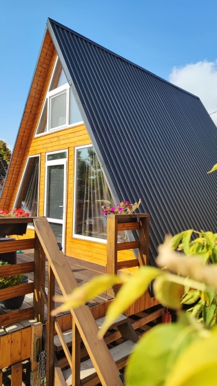 Шале A-Frame с Панорамным Видом на Волгу — отель с удобствами в Саратове